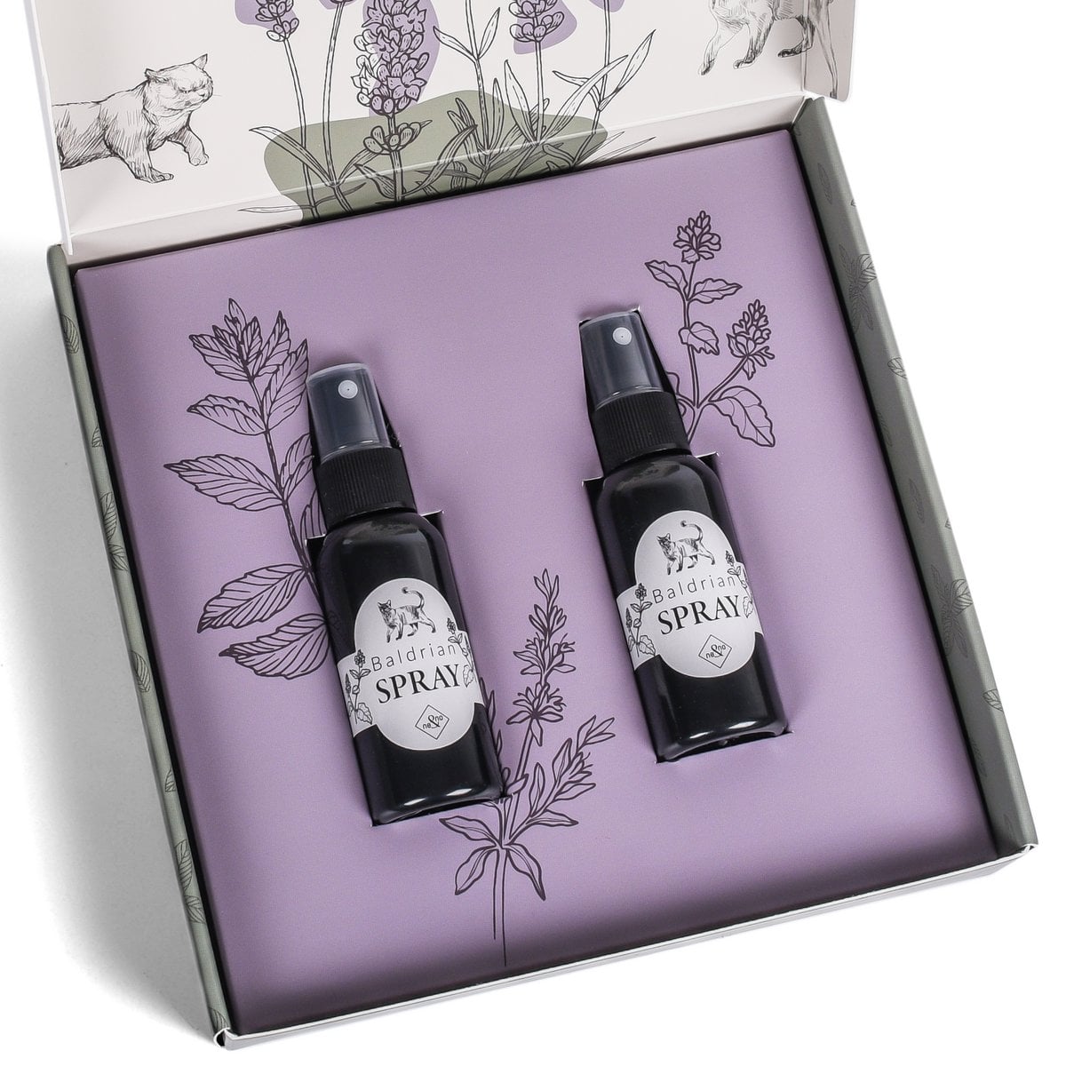 Geschenkset Katzen Wohlfühlkräuter: Katzenminze + Baldrian Spray +  Matatabi Sticks