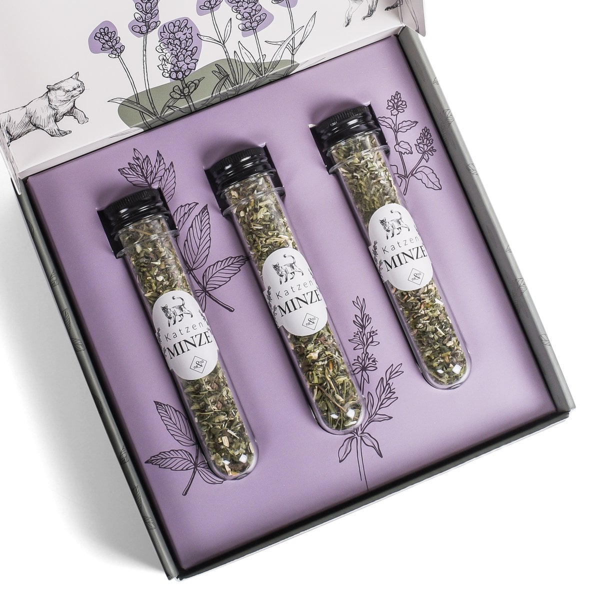 Geschenkset Katzen Wohlfühlkräuter: Katzenminze + Baldrian Spray +  Matatabi Sticks